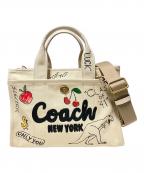 COACHコーチ）の古着「スケッチプリント2WAYトートバッグ」｜アイボリー