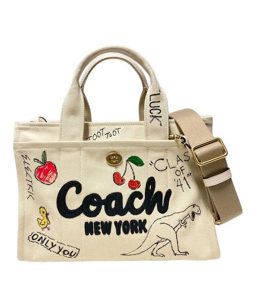 COACH（コーチ）COACH (コーチ) スケッチプリント2WAYトートバッグ アイボリーの古着・服飾アイテム