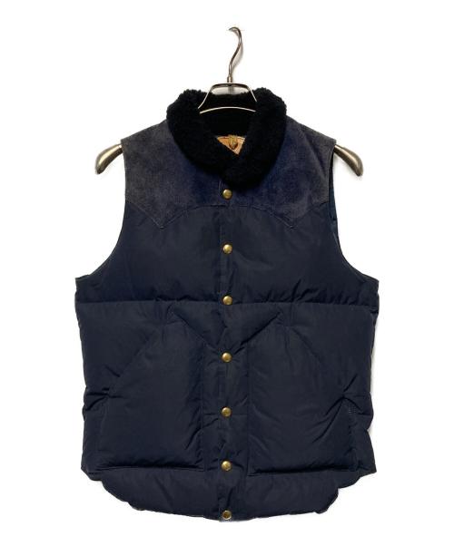 Rocky Mountain FeatherBed（ロッキーマウンテンフェザーベッド）Rocky Mountain FeatherBed (ロッキーマウンテンフェザーベッド) BEAUTY&YOUTH (ビューティーアンドユース) レザーヨークダウンベスト ネイビー サイズ:36の古着・服飾アイテム