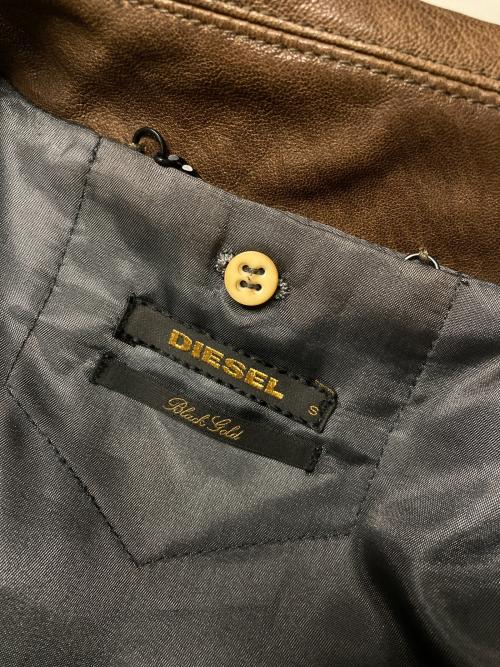 DIESEL Black Gold（ディーゼル ブラック ゴールド）DIESEL Black Gold (ディーゼル ブラック ゴールド) ダブルライダースジャケット ブラウン サイズ:Sの古着・服飾アイテム