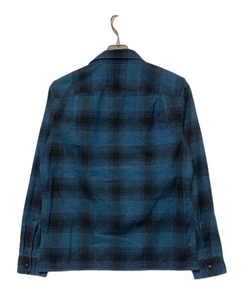 RRL（ダブルアールエル）RRL (ダブルアールエル) オープンカラーチェックシャツ ブルー×ブラック サイズ:Sの古着・服飾アイテム