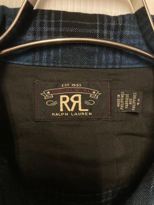 RRL（ダブルアールエル）RRL (ダブルアールエル) オープンカラーチェックシャツ ブルー×ブラック サイズ:Sの古着・服飾アイテム