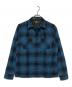 RRL（ダブルアールエル）の古着「オープンカラーチェックシャツ」｜ブルー×ブラック