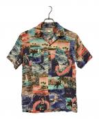 RRLダブルアールエル）の古着「PATCHWORK PRINT CAMP SHIRTS」｜ピンク×ネイビー