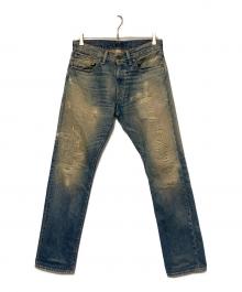RRL（ダブルアールエル）の古着「リペア加工デニムパンツ」｜ブルー