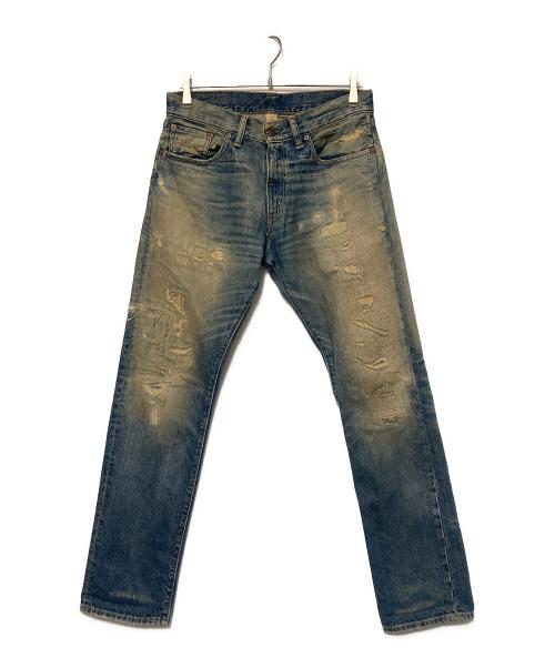 RRL（ダブルアールエル）RRL (ダブルアールエル) リペア加工デニムパンツ ブルー サイズ:30×30の古着・服飾アイテム
