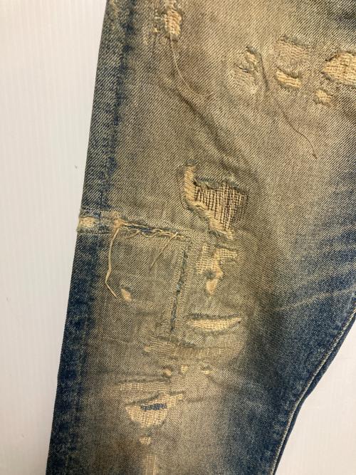 RRL（ダブルアールエル）RRL (ダブルアールエル) リペア加工デニムパンツ ブルー サイズ:30×30の古着・服飾アイテム