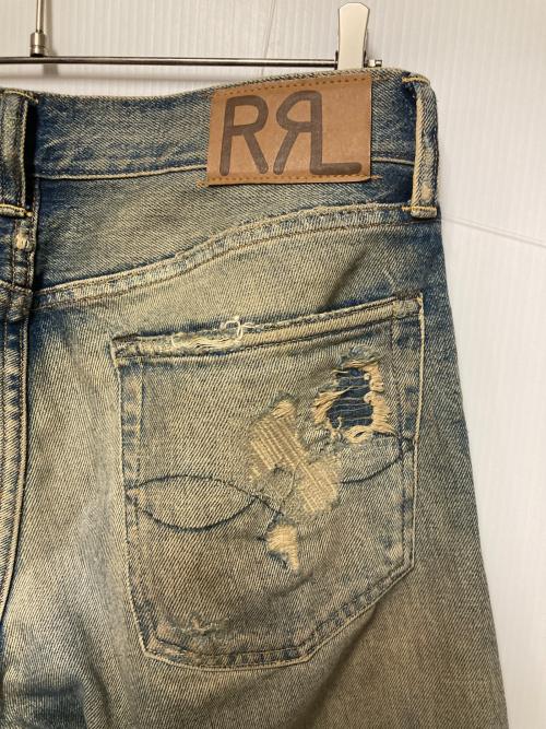 RRL（ダブルアールエル）RRL (ダブルアールエル) リペア加工デニムパンツ ブルー サイズ:30×30の古着・服飾アイテム