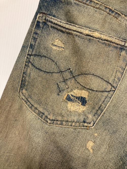 RRL（ダブルアールエル）RRL (ダブルアールエル) リペア加工デニムパンツ ブルー サイズ:30×30の古着・服飾アイテム