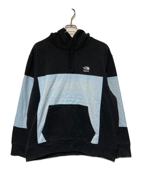 SUPREME（シュプリーム）SUPREME (シュプリーム) THE NORTH FACE (ザ ノース フェイス) 22SS Bandana Hooded Sweatshirt ブラック×ブルー サイズ:XLの古着・服飾アイテム