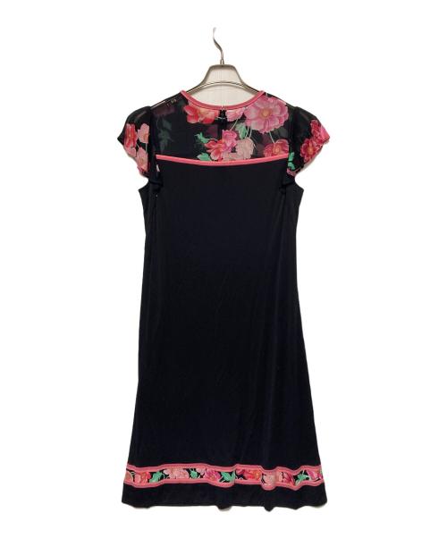 LEONARD FASHION（レオナールファッション）LEONARD FASHION (レオナールファッション) ノースリーブワンピース ブラック×ピンク サイズ:40の古着・服飾アイテム