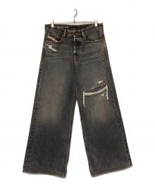 DIESEL（ディーゼル）の古着「D-RISE / ダメージ加工ワイドデニムパンツ」｜グレー