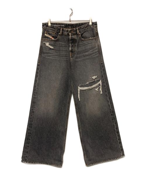 DIESEL（ディーゼル）DIESEL (ディーゼル) D-RISE / ダメージ加工ワイドデニムパンツ グレー サイズ:W30の古着・服飾アイテム