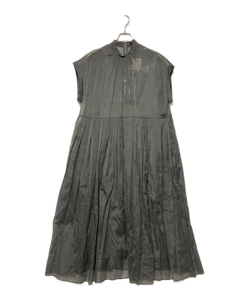 ebure（エブール）ebure (エブール) シルクブレンドノースリーブワンピース グレー サイズ:36 未使用品の古着・服飾アイテム