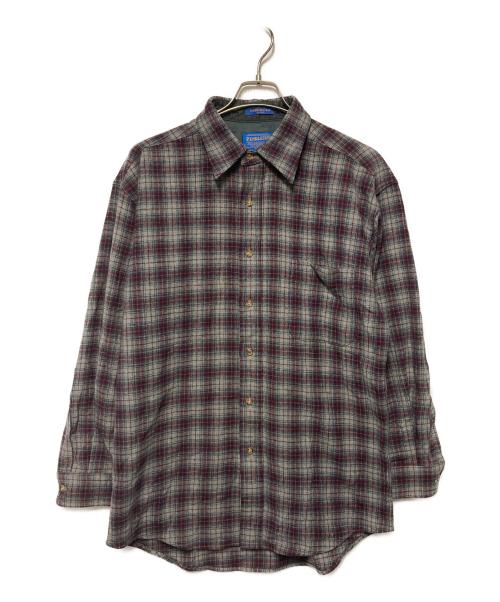 PENDLETON（ペンドルトン）PENDLETON (ペンドルトン) 90s ウールチェックシャツ レッド×グレー サイズ:Lの古着・服飾アイテム