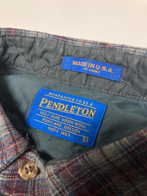 PENDLETON（ペンドルトン）PENDLETON (ペンドルトン) 90s ウールチェックシャツ レッド×グレー サイズ:Lの古着・服飾アイテム