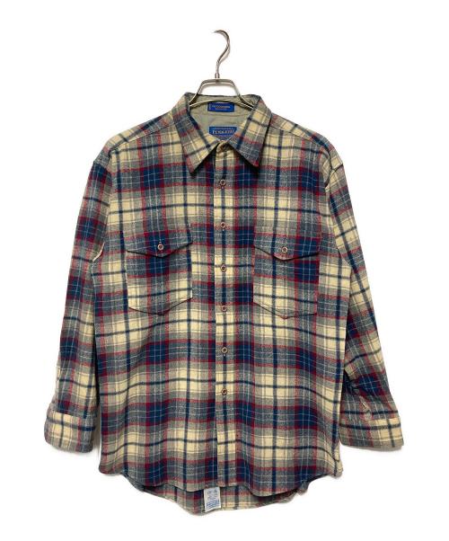 PENDLETON（ペンドルトン）PENDLETON (ペンドルトン) 90s ウールチェックシャツ ホワイト×ブルー×レッド サイズ:Lの古着・服飾アイテム