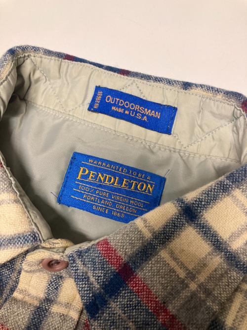 PENDLETON（ペンドルトン）PENDLETON (ペンドルトン) 90s ウールチェックシャツ ホワイト×ブルー×レッド サイズ:Lの古着・服飾アイテム