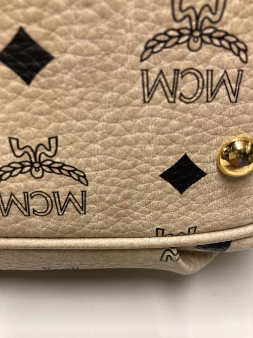 MCM（エムシーエム）MCM (エムシーエム) 巾着レザーショルダーバッグ ベージュの古着・服飾アイテム