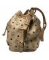 MCM (エムシーエム) 巾着レザーショルダーバッグ ベージュ：10000円
