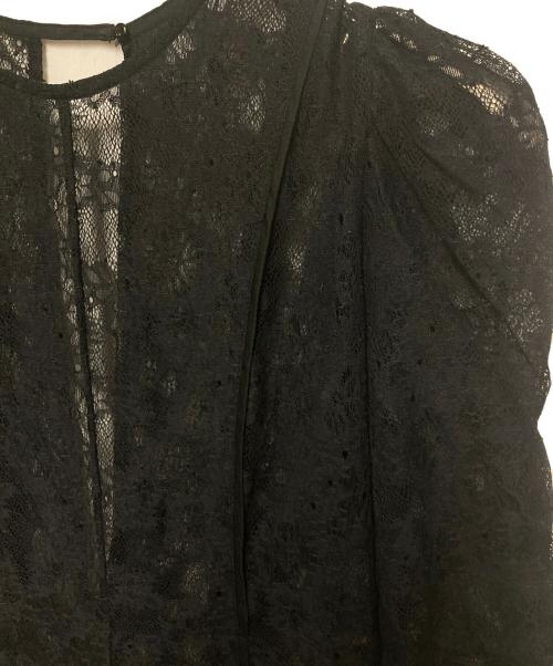 FRAY ID（フレイ アイディー）FRAY ID (フレイ アイディー) パイピングレースドレス ブラックの古着・服飾アイテム
