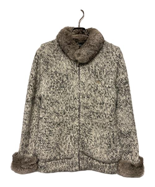 BURBERRY BLACK LABEL（バーバリーブラックレーベル）BURBERRY BLACK LABEL (バーバリーブラックレーベル) ラビットファーニットジャケット グレー サイズ:2の古着・服飾アイテム