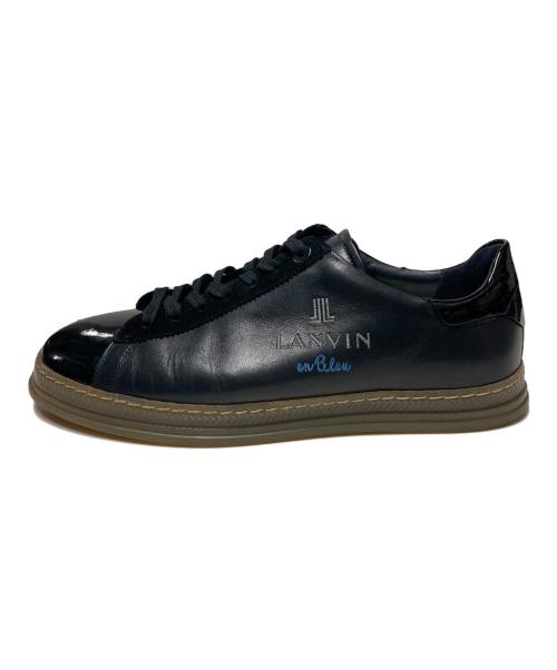 LANVIN en Bleu（ランバンオンブルー）LANVIN en Bleu (ランバンオンブルー) ローカットレザースニーカー ブラック サイズ:25 1/2の古着・服飾アイテム