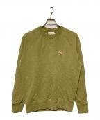 maison kitsuneメゾンキツネ）の古着「チラックスフォックスパッチクラシックスウェットシャツ」｜黄緑