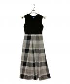 BLUE LABEL CRESTBRIDGEブルーレーベルクレストブリッジ）の古着「ノースリーブワンピース」｜ブラック×グレー