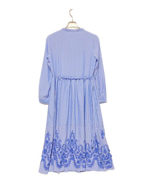 GRACE CONTINENTAL（グレースコンチネンタル）GRACE CONTINENTAL (（グレースコンチネンタル) ストライプ刺繍ワンピース スカイブルー サイズ:36の古着・服飾アイテム