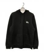 stussyステューシー）の古着「ベーシックロゴプルオーバーパーカー」｜ブラック