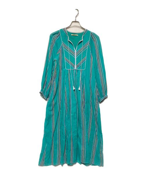 ne quittez pas（ヌキテパ）ne quittez pas (ヌキテパ) 23SS COTTON VOILE STRIPE DRESS グリーン サイズ:Sの古着・服飾アイテム