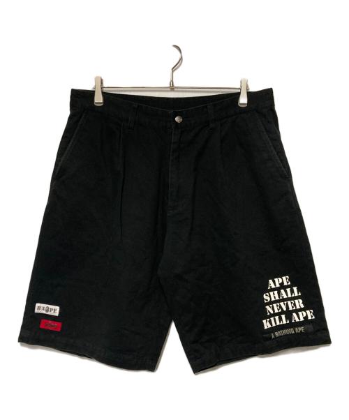 A BATHING APE（アベイシングエイプ）A BATHING APE (アベイシングエイプ) ハーフパンツ ブラック サイズ:XLの古着・服飾アイテム