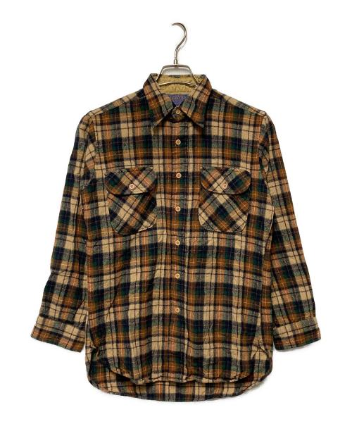 PENDLETON（ペンドルトン）PENDLETON (ペンドルトン) 70s ウールチェックシャツ ベージュ サイズ:Mの古着・服飾アイテム