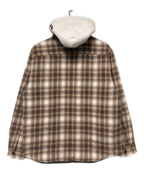 SUPREME（シュプリーム）SUPREME (シュプリーム) 21FW Hooded Flannel Zip Up Shirt ブラウン サイズ:Mの古着・服飾アイテム