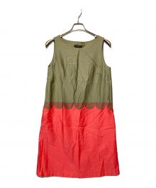 marimekko（マリメッコ）の古着「ランケッティノースリーブワンピース」｜カーキ×ピンク