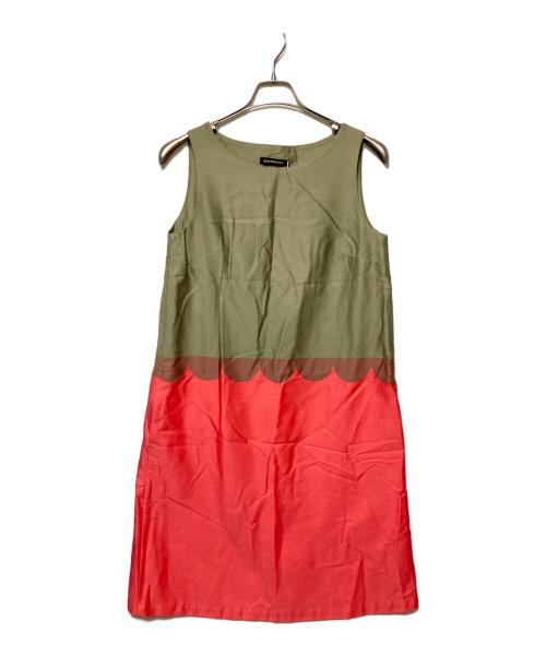 marimekko（マリメッコ）marimekko (マリメッコ) ランケッティノースリーブワンピース カーキ×ピンク サイズ:36 未使用品の古着・服飾アイテム