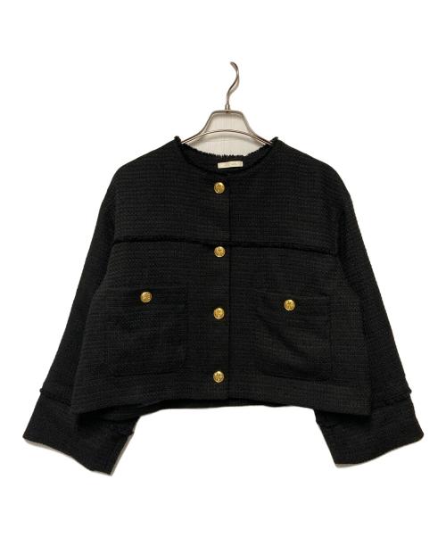Loungedress（ラウンジドレス）Loungedress (ラウンジドレス) ツイードショートジャケット ブラック サイズ:F 未使用品の古着・服飾アイテム