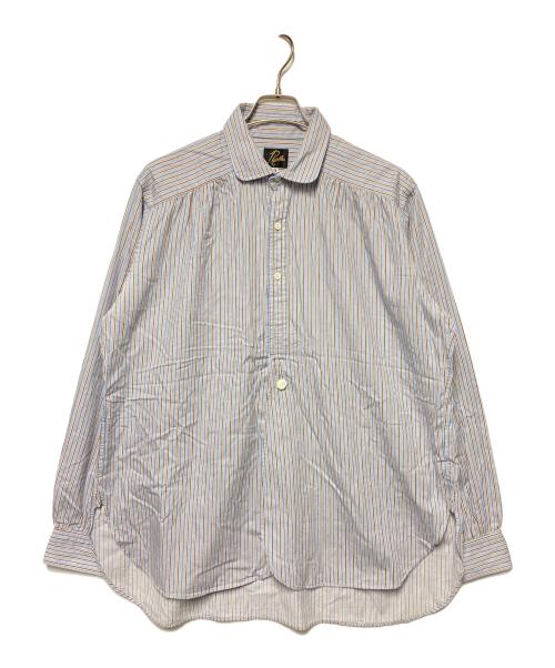 Needles（ニードルズ）Needles (ニードルズ) ラウンドカラーストライプシャツ スカイブルー サイズ:Mの古着・服飾アイテム