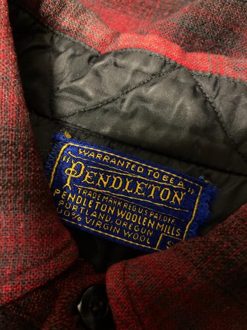 PENDLETON（ペンドルトン）PENDLETON (ペンドルトン) 50-60s ウールチェックBDシャツ レッド×ブラック サイズ:Sの古着・服飾アイテム