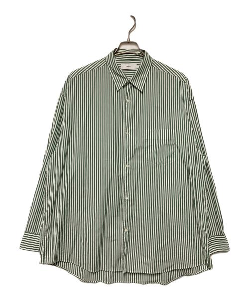 Graphpaper（グラフペーパー）Graphpaper (グラフペーパー) 24SS Broad L/S Oversized Regular Collar Shirt グリーン×ホワイト サイズ:1の古着・服飾アイテム