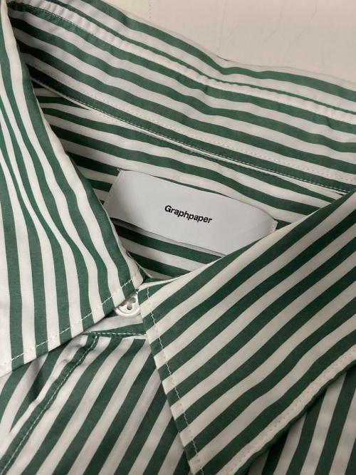 Graphpaper（グラフペーパー）Graphpaper (グラフペーパー) 24SS Broad L/S Oversized Regular Collar Shirt グリーン×ホワイト サイズ:1の古着・服飾アイテム