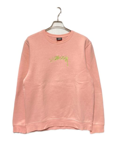 stussy（ステューシー）stussy (ステューシー) スムースストックアップリケスウェット ピンク サイズ:Mの古着・服飾アイテム
