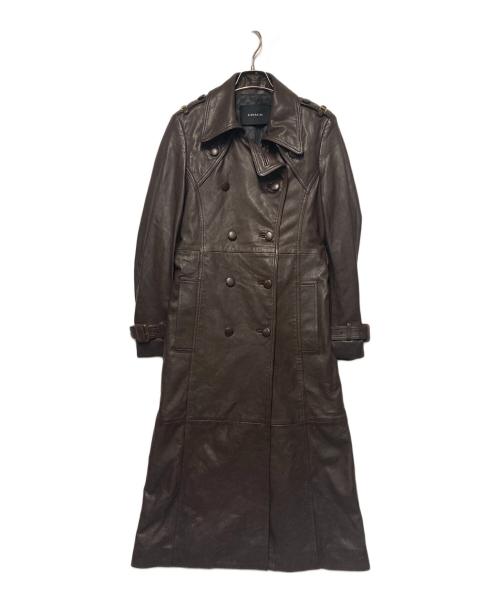 COACH（コーチ）COACH (コーチ) レザートレンチコート ブラウン サイズ:Mの古着・服飾アイテム