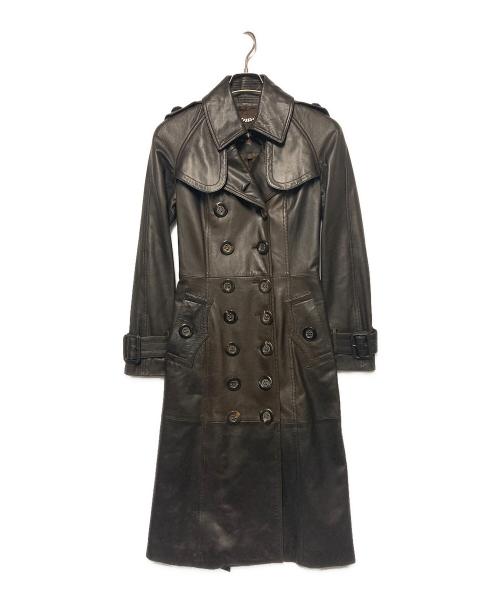 BURBERRY（バーバリー）BURBERRY (バーバリー) レザートレンチコート ブラウン サイズ:38の古着・服飾アイテム