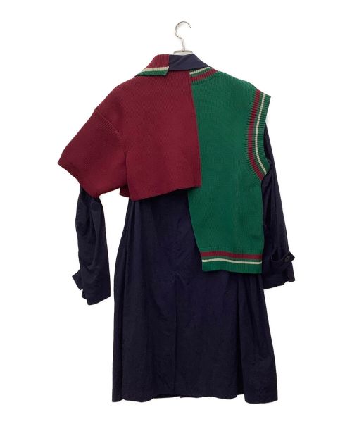 KOLOR（カラー）KOLOR (カラー) ナイロンタイプライターコート ネイビー×グリーン×レッド サイズ:3の古着・服飾アイテム