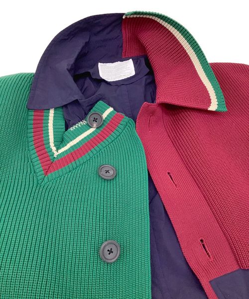 KOLOR（カラー）KOLOR (カラー) ナイロンタイプライターコート ネイビー×グリーン×レッド サイズ:3の古着・服飾アイテム