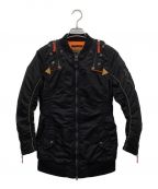 AVIREXアヴィレックス）の古着「リモデルジャケット」｜ブラック×オレンジ