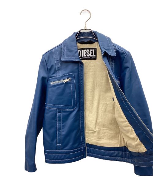 DIESEL（ディーゼル）DIESEL (ディーゼル) シングルレザージャケット ブルー サイズ:XSの古着・服飾アイテム