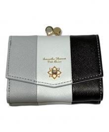 Samantha Thavasa PETIT CHOICE（サマンサタバサプチチョイス）の古着「センターモチーフトリコロールカラー折財布」｜ブラック×ホワイト